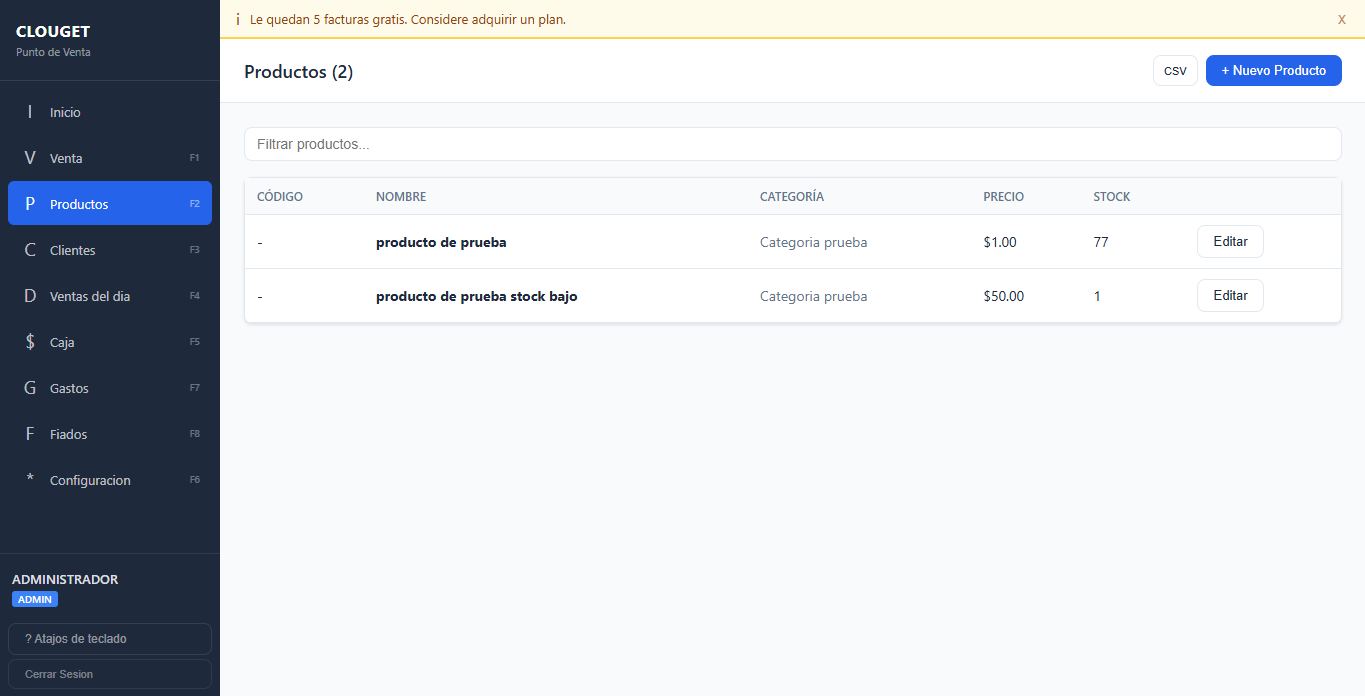 Gestion de Productos